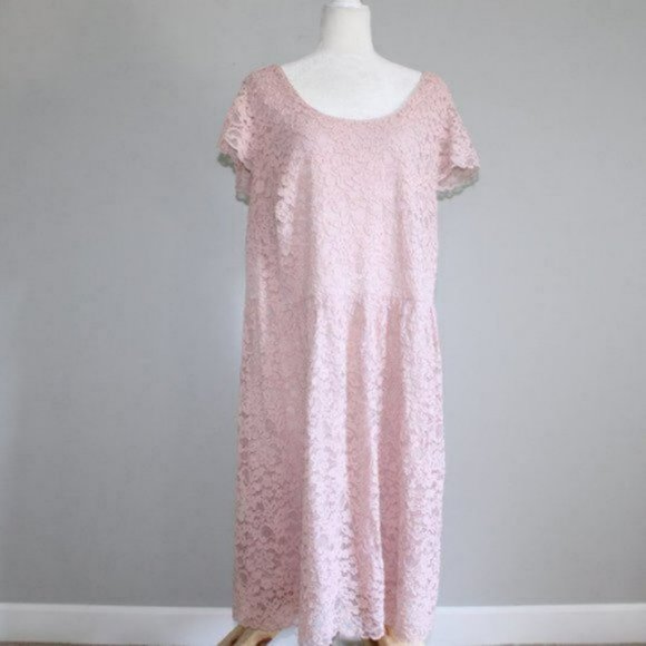 Ellos Lace Tea Above the Knee Length Dress Pink 26 - Picture 2 of 10